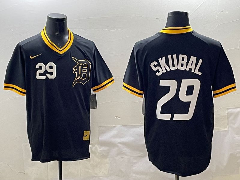 Men Detroit Tigers #29 Skubal Black Gold Game 2025 Nike MLB Jersey style 4->detroit tigers->MLB Jersey